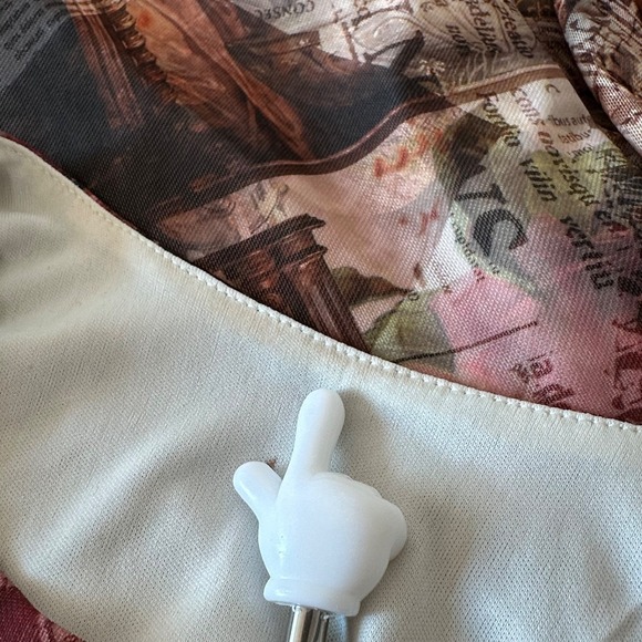 Dress Artsy Cyber Grunge Goth Indie Sleaze 90s Sz L Mesh Stretch Print Maxi - Picture 9 of 12